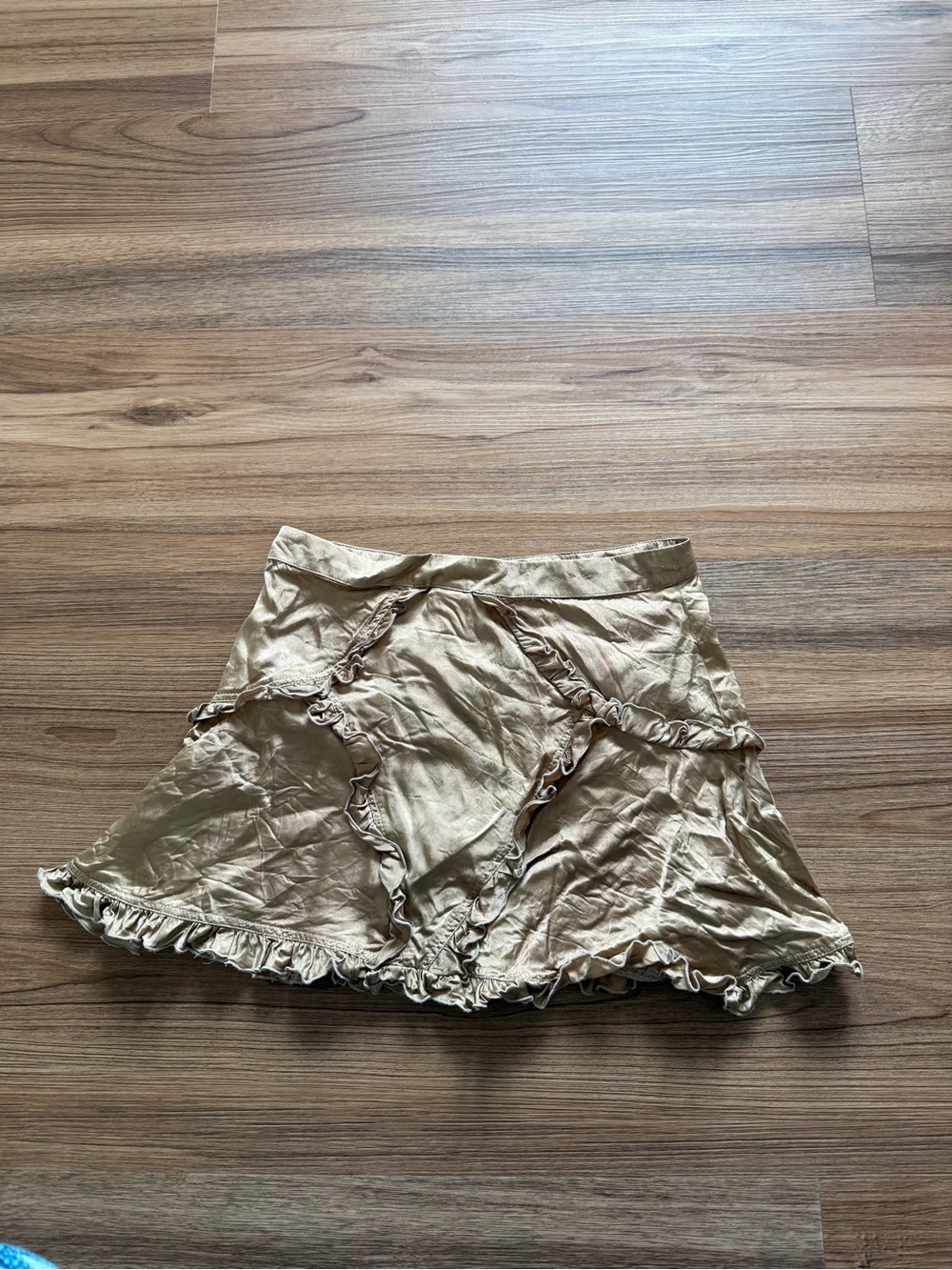 Women’s Ruffle Trim Mini Skirt in Light Tan